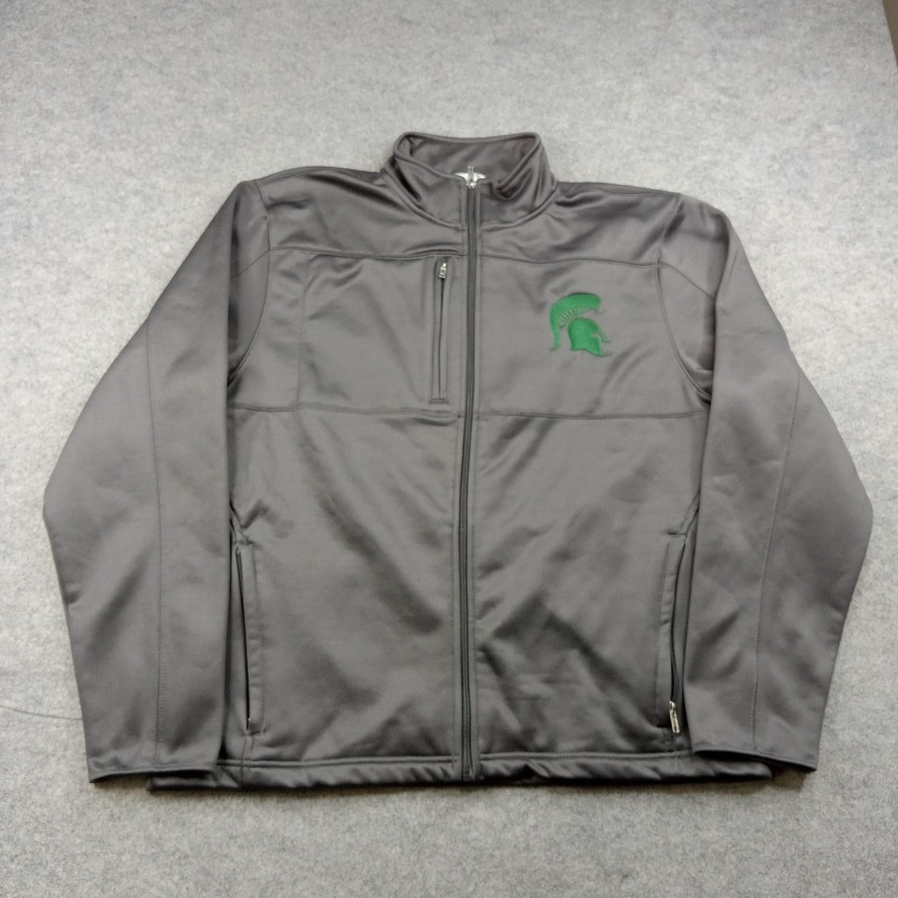 Michigan State Spartans‎ Jacket Mens Large Gray NCAA Basketball Full Zip Adidas
